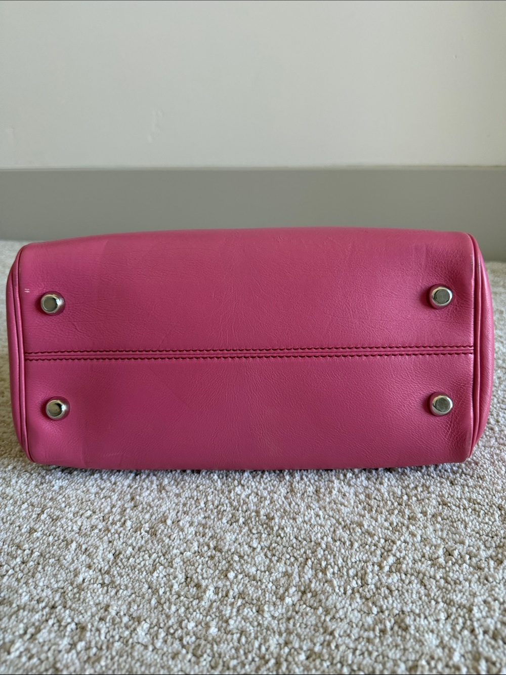 Vintage y2k Marc Jacobs Hot Pink Leather Top-Handle Satchel with Silver Hardware - Picture 3 of 5